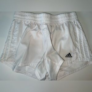 White Adidas Pacer 3-stripes Woven shorts. Size small
